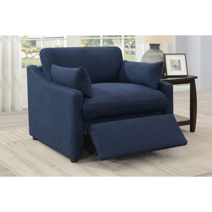 Coaster - Destino Cushion Back Power Recliner in Midnight Blue