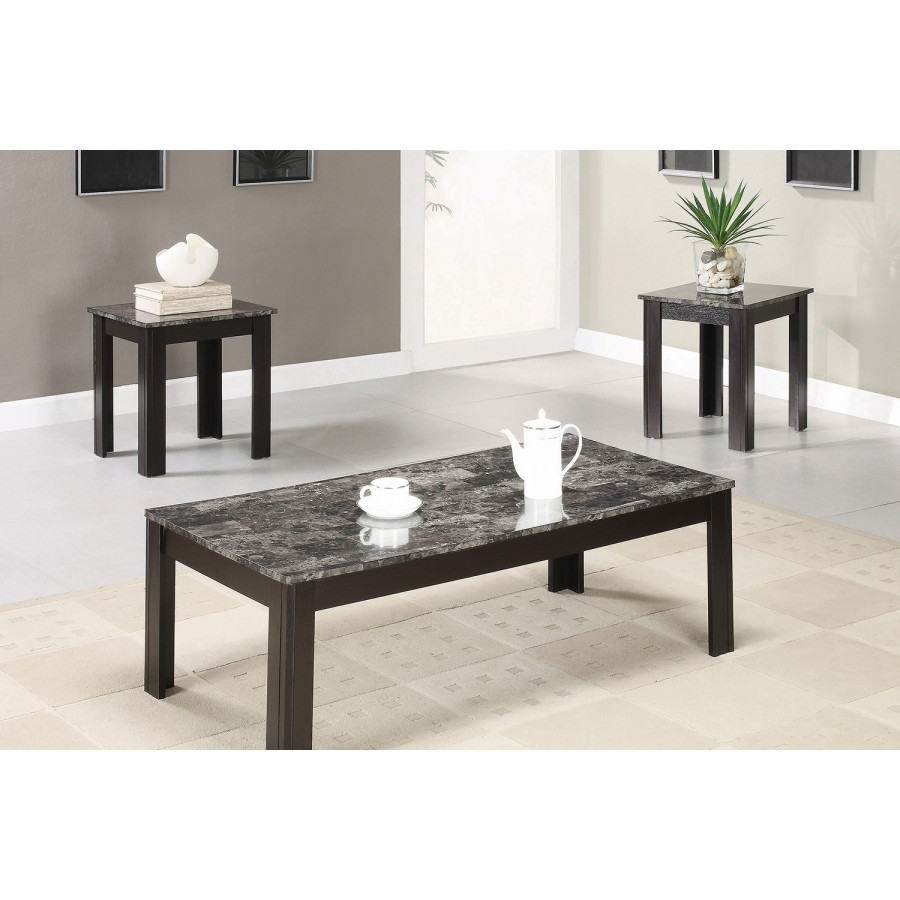Coaster - 3-Piece Faux-Marble Top Occasional Table Set