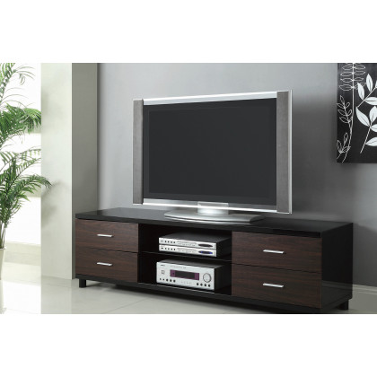 Coaster - 4-Drawer TV Console in Glossy Black/Walnut