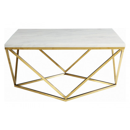 Coaster - Square Coffee Table in White/Gold