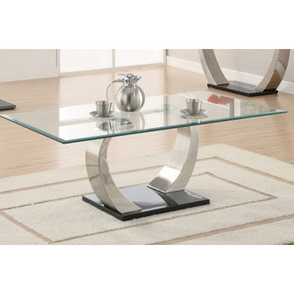 Coaster - Willemse Glass Top Coffee Table in Clear/Satin