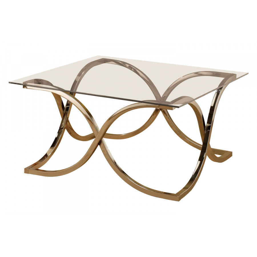 Coaster - Curved X-Shaped Coffee Table in Nickel/Clear