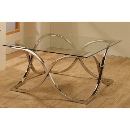 Coaster - Curved X-Shaped Coffee Table in Nickel/Clear