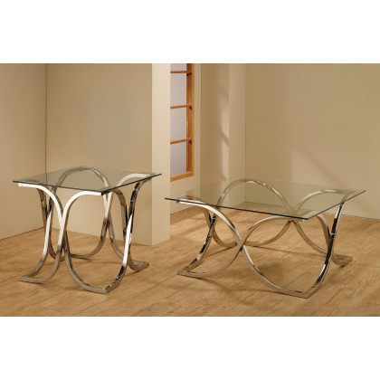 Coaster - Curved X-Shaped Coffee Table in Nickel/Clear
