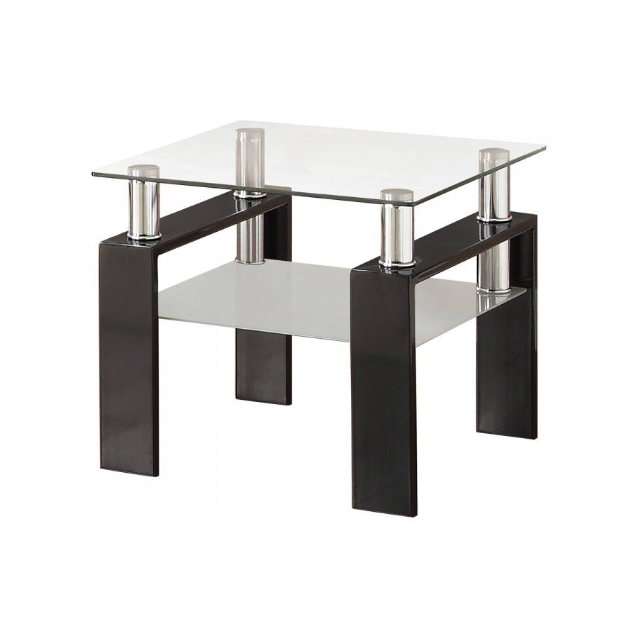 Coaster - Tempered Glass End Table With Shelf in Black
