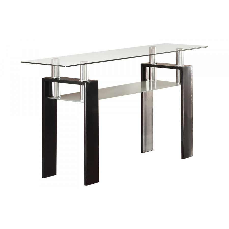 Coaster - Tempered Glass Sofa Table With Shelf in Black