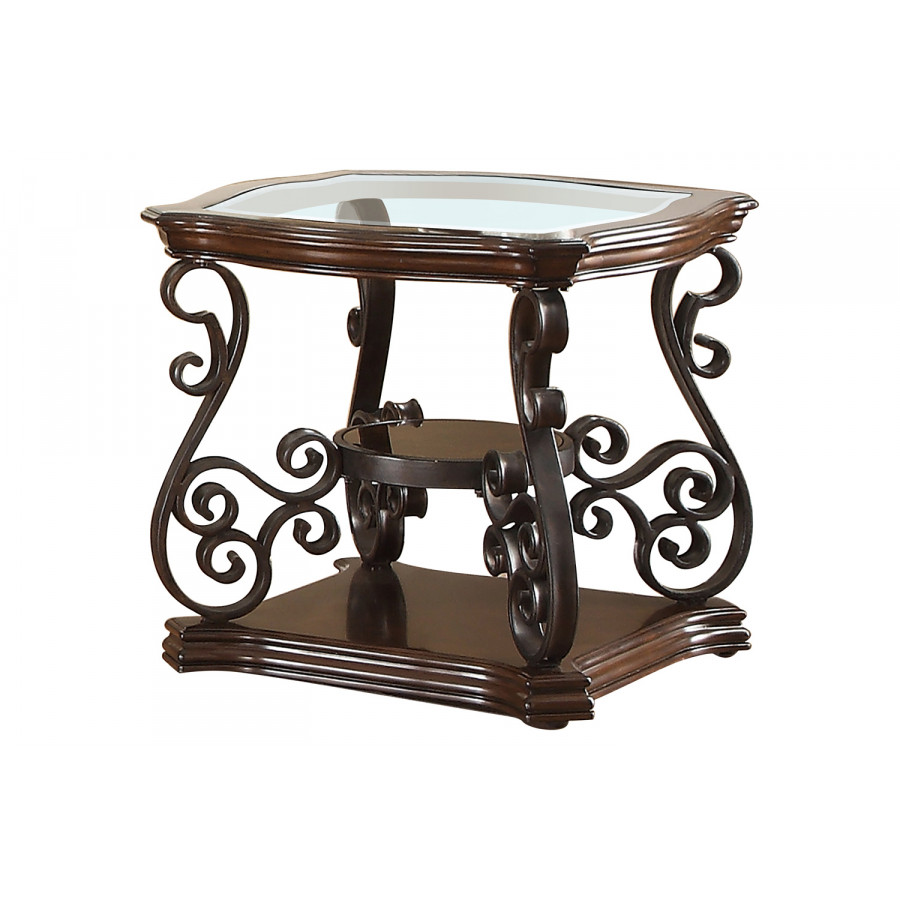 Coaster - Sir Rawlinson End Table in Deep Merlot/Clear