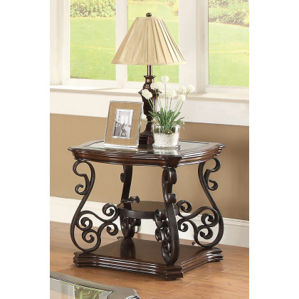 Coaster - Sir Rawlinson End Table in Deep Merlot/Clear