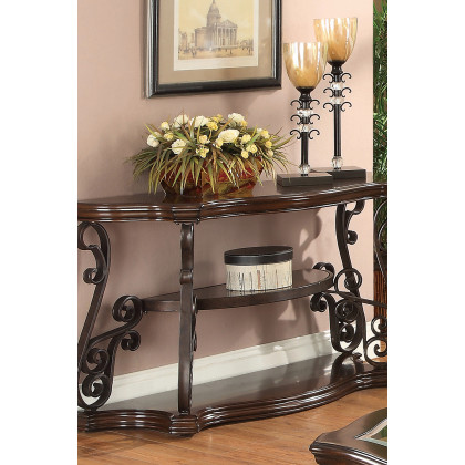 Coaster - Sir Rawlinson Sofa Table in Deep Merlot/Clear