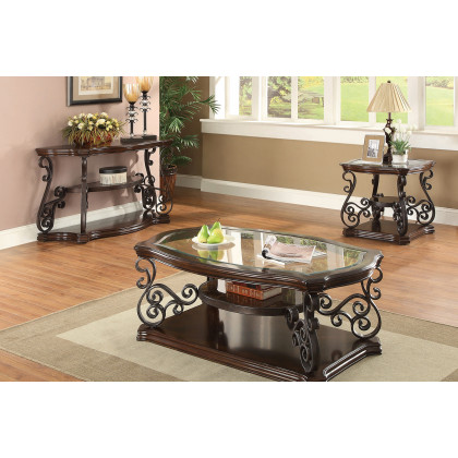 Coaster - Sir Rawlinson Sofa Table in Deep Merlot/Clear