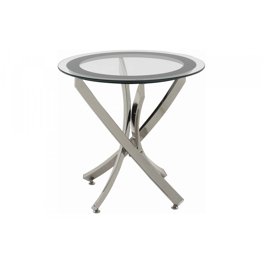 Coaster - Glass Top End Table in Chrome/Black