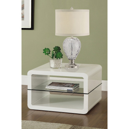 Coaster - Square 2-Shelf End Table in Glossy White