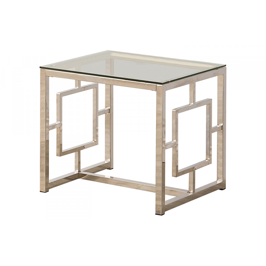 Coaster - Square Tempered Glass Top End Table in Nickel