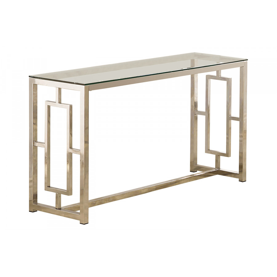 Coaster - Rectangle Glass Top Sofa Table in Nickel