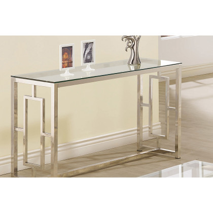 Coaster - Rectangle Glass Top Sofa Table in Nickel