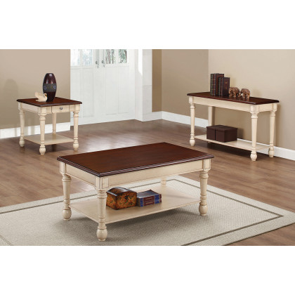 Coaster - Rectangular End Table in Dark Cherry/Antique White