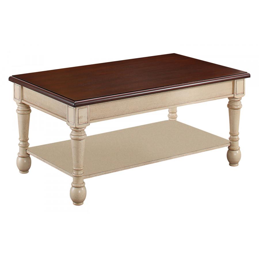 Coaster - Rectangular Coffee Table in Dark Cherry/Antique White