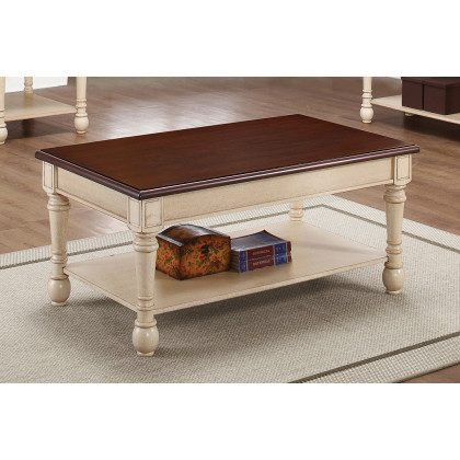 Coaster - Rectangular Coffee Table in Dark Cherry/Antique White