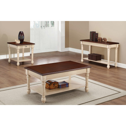 Coaster - Rectangular Coffee Table in Dark Cherry/Antique White