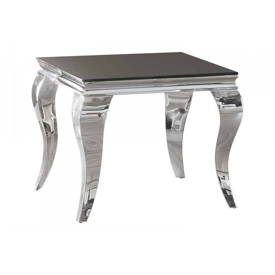 Coaster - Square End Table in Chrome/Black