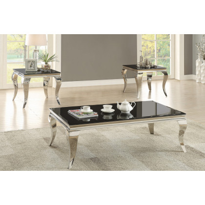 Coaster - Square End Table in Chrome/Black