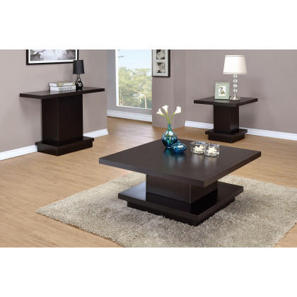 Coaster - Pedestal Square End Table in Cappuccino