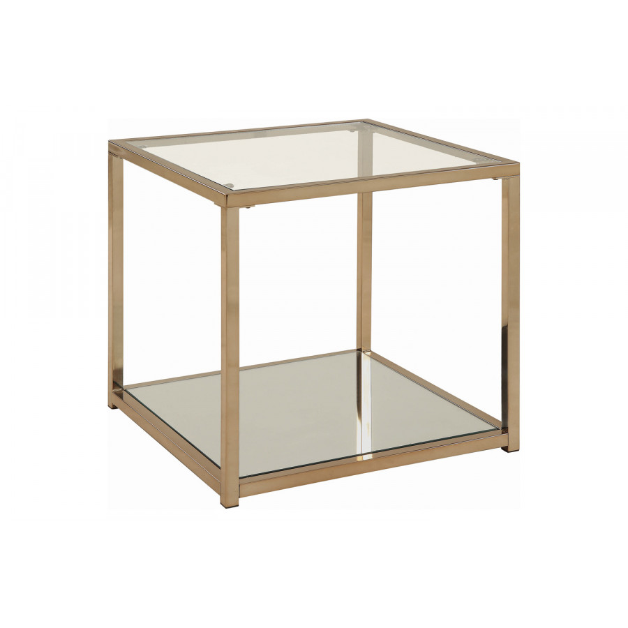 Coaster - End Table With Mirror Shelf in Chocolate Chrome