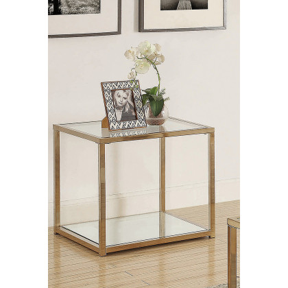 Coaster - End Table With Mirror Shelf in Chocolate Chrome