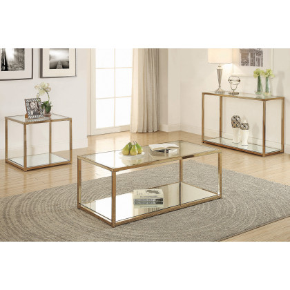 Coaster - End Table With Mirror Shelf in Chocolate Chrome
