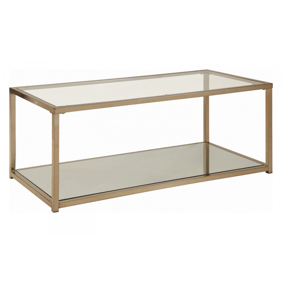 Coaster - Coffee Table With Mirror Shelf in Chocolate Chrome