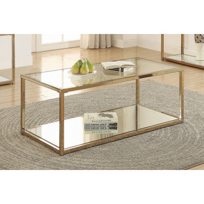 Coaster - Coffee Table With Mirror Shelf in Chocolate Chrome