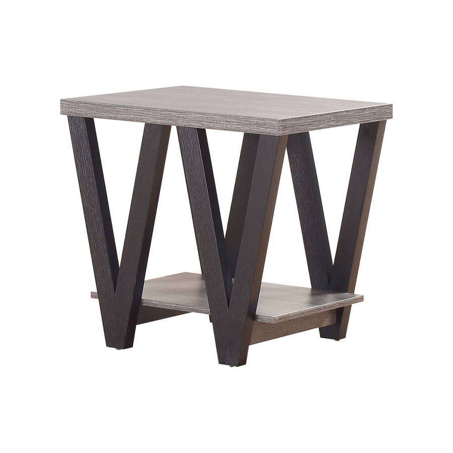 Coaster - Higgins V-Shaped End Table in Black/Antique Gray
