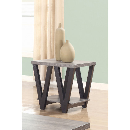 Coaster - Higgins V-Shaped End Table in Black/Antique Gray