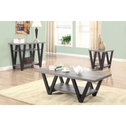 Coaster - Higgins V-Shaped End Table in Black/Antique Gray
