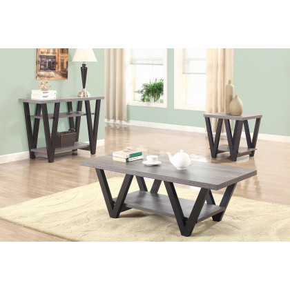 Coaster - V-Shaped Sofa Table in Black/Antique Gray
