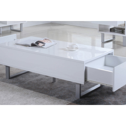 Coaster - 2-Drawer Coffee Table in High Glossy White
