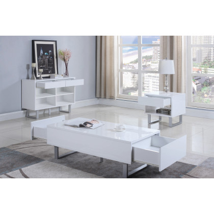 Coaster - 2-Drawer Coffee Table in High Glossy White