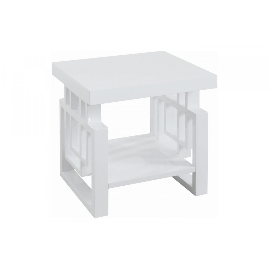 Coaster - Rectangular End Table in High Glossy White