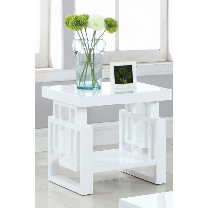 Coaster - Rectangular End Table in High Glossy White