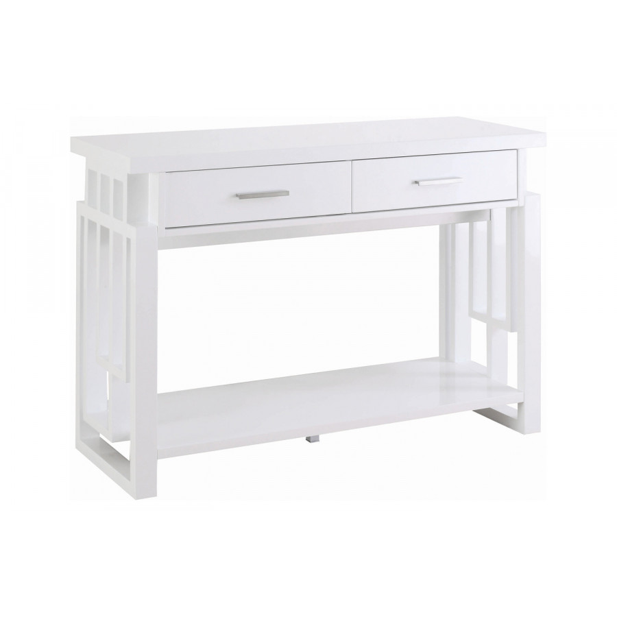 Coaster - Rectangular 2-Drawer Sofa Table in High Glossy White