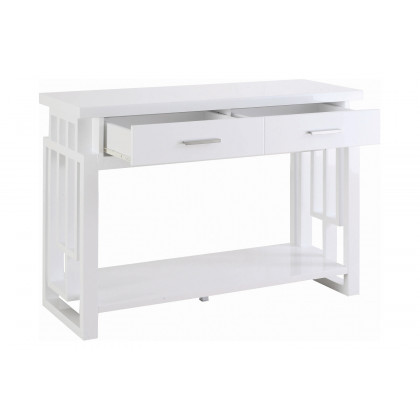 Coaster - Rectangular 2-Drawer Sofa Table in High Glossy White