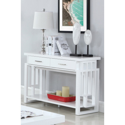 Coaster - Rectangular 2-Drawer Sofa Table in High Glossy White
