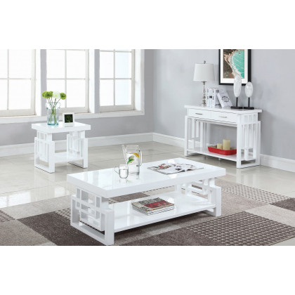 Coaster - Rectangular 2-Drawer Sofa Table in High Glossy White