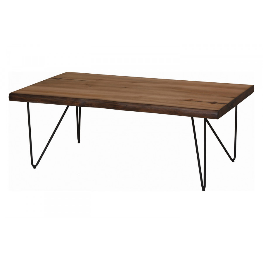 Coaster - Coffee Table With Hairpin Legs in Natural Honey/Gunmetal