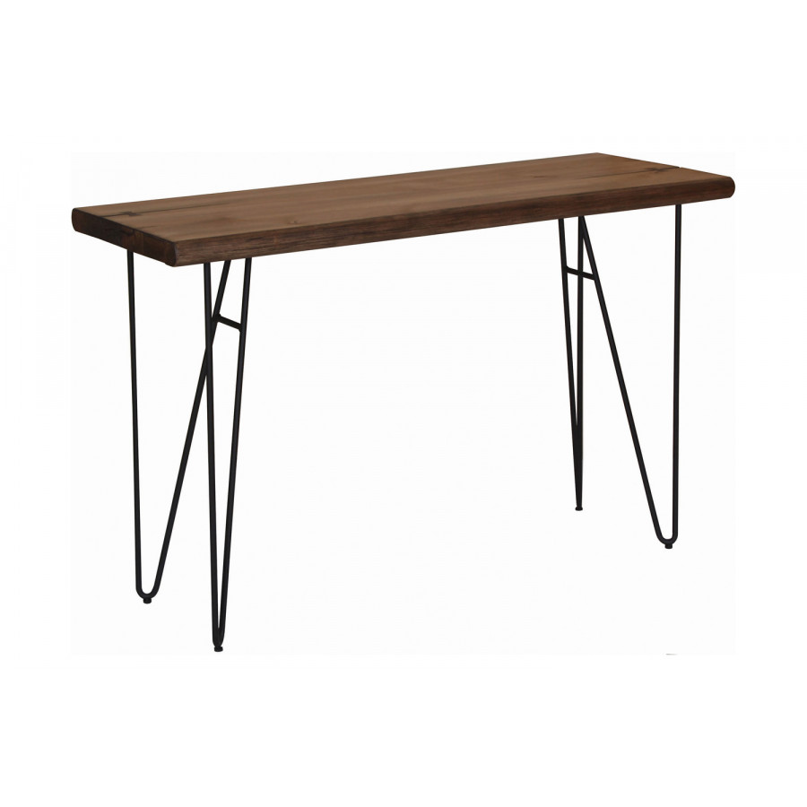 Coaster - Sofa Table With Hairpin Legs in Natural Honey/Gunmetal