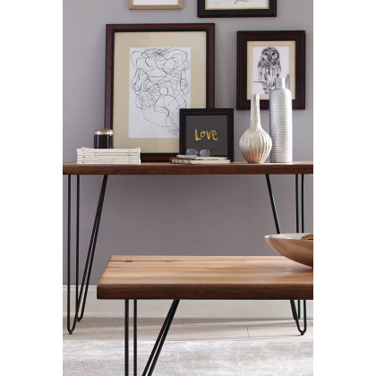 Coaster - Sofa Table With Hairpin Legs in Natural Honey/Gunmetal