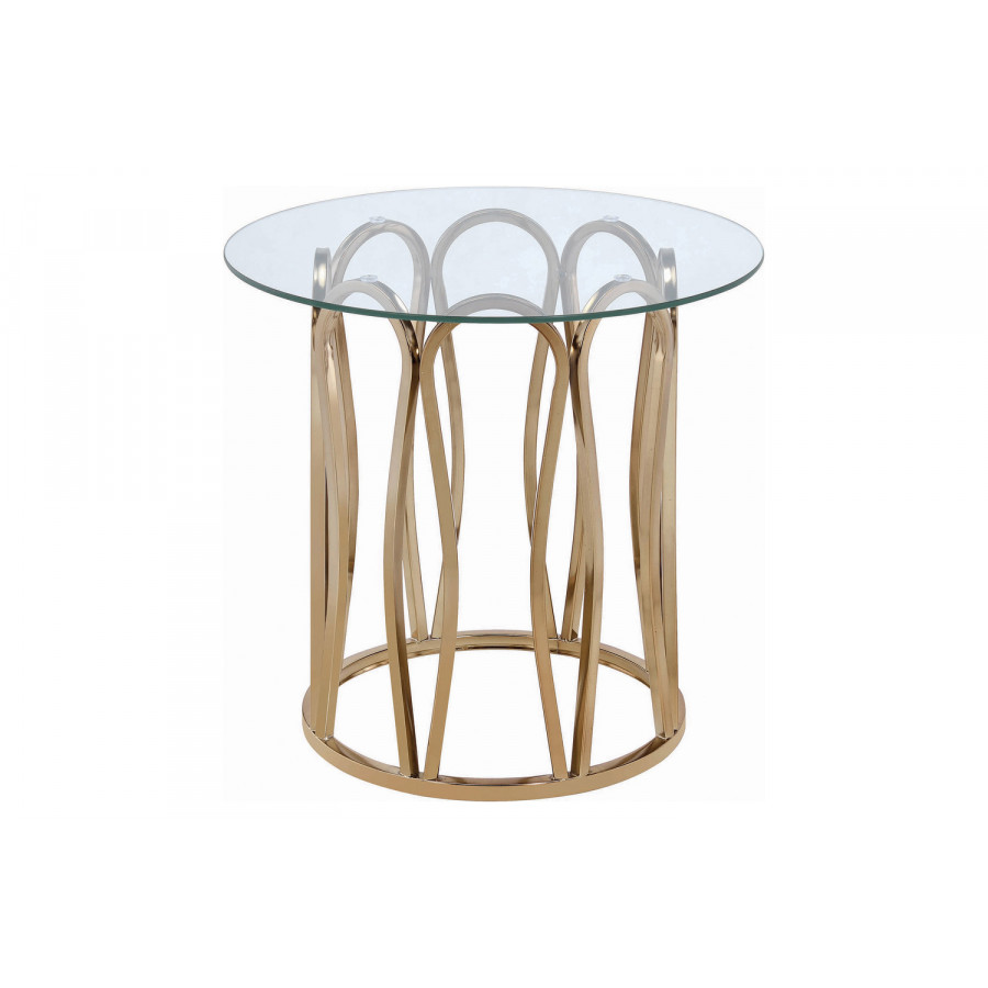 Coaster - Round End Table in Chocolate Chrome/Clear
