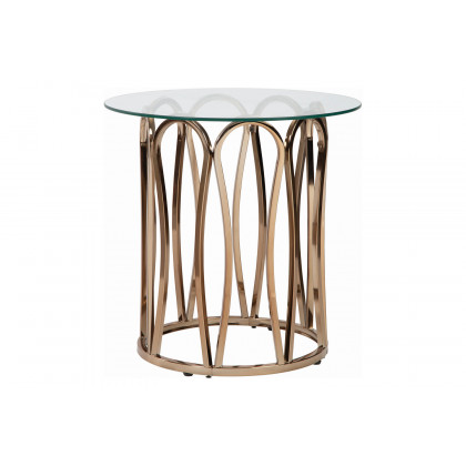 Coaster - Round End Table in Chocolate Chrome/Clear