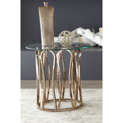 Coaster - Round End Table in Chocolate Chrome/Clear