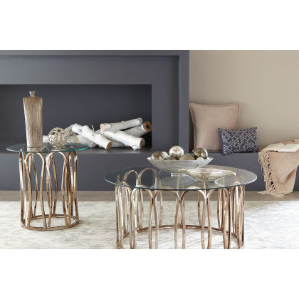 Coaster - Round End Table in Chocolate Chrome/Clear